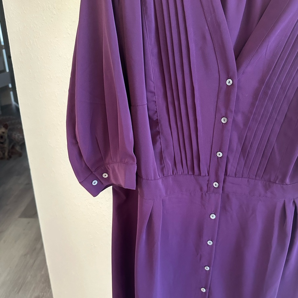 Standards & Practices Purple Button Up Dress - Si… - image 4